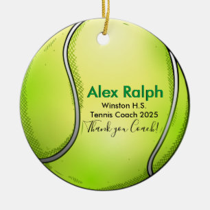 Fun Personalized Tennis Ball shaped Ceramic Tree Decoration