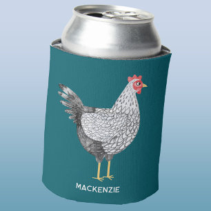 Fun Personalized Watercolor Wyandotte Chicken Can Cooler