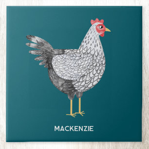 Fun Personalized Watercolor Wyandotte Chicken Tile