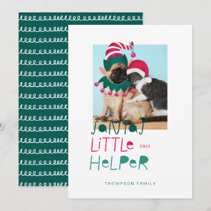 Fun Pet Christmas Santas Little Helper Elf & Santa Holiday Card