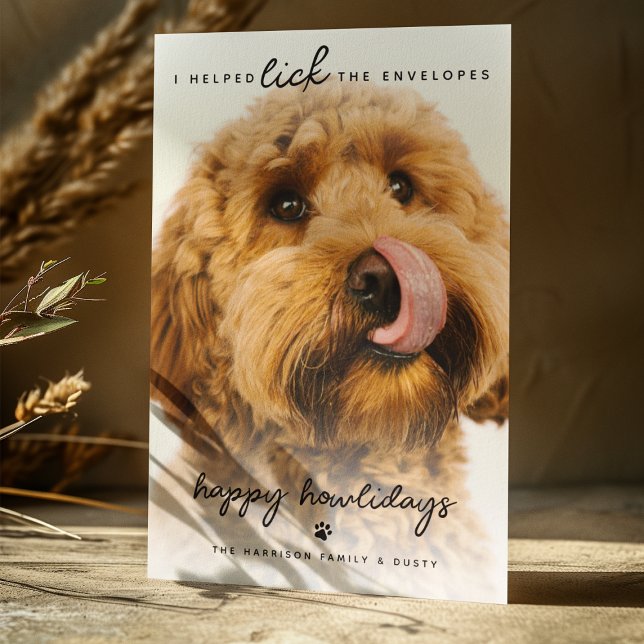 Fun Pet Licked The Envelopes | Photo Christmas Holiday Card (Creator Uploaded)