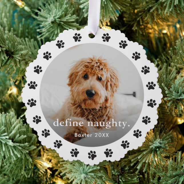 Fun Pet Paw Print Naughty Photo Christmas Holiday Tree Decoration Card (Insitu (Tree))