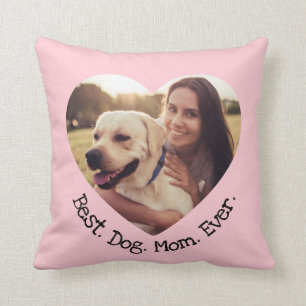 Fun Pet Photo Personalised Best Dog Mum Ever Pink Cushion
