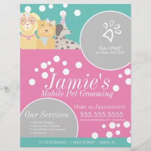 Fun Pet Services Grooming Dog Bubbles  Flyer