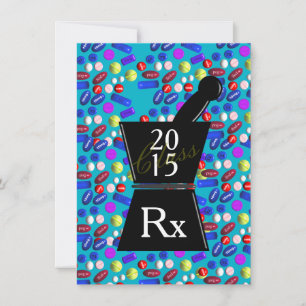 Fun Pharm-D Graduation Invitations 2015 Blue