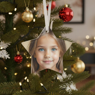 Fun PHOTO Christmas Star personalise Ornament