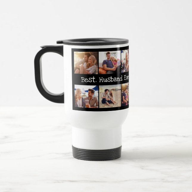 Fun Photo Collage Best Husband Ever Black White  Travel Mug (Left)