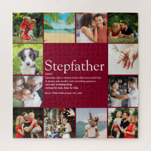 Fun Photo Collage Cool Stepfather Stepdad Quote Jigsaw Puzzle