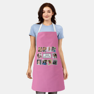 Fun Photo Collage Pink Apron