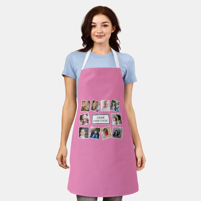 Fun Photo Collage Pink Apron (Worn)