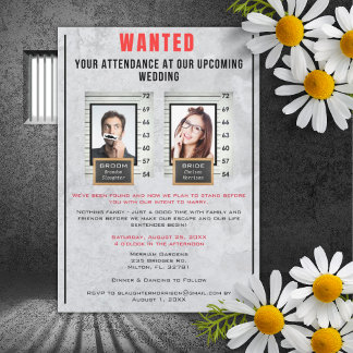 Fun Photo Mug Shot Wedding Invitation