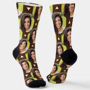 Fun Photo of Girlfriend for Boyfriend Brown Socks