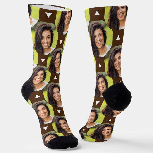 Fun Photo of Girlfriend for Boyfriend Brown Socks (Angled)
