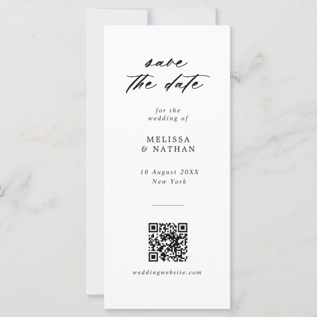 Fun Photobooth Strip QR Code Wedding Save the Date (Front)