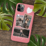 Fun Photos And Heart On Coral Red Peach Blush Pink iPhone 11Pro Max Case<br><div class="desc">Decorative,  pretty elegant light coral red pink coloured cellphone case with room to customise or personalise with three pictures of your choice. Decorated with cute hearts and sweet We Love You quote text in an elegant and stylish handwritten style calligraphy font type.</div>