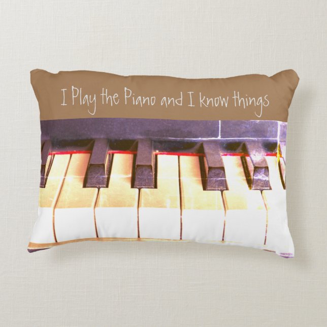 Fun Piano Music Quotes Decorative Cushion (Back)