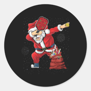 Fun Pickleball Christmas Santa Playing Pickleball  Classic Round Sticker