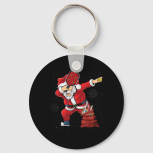 Fun Pickleball Christmas Santa Playing Pickleball Key Ring