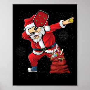 Fun Pickleball Christmas Santa Playing Pickleball  Poster