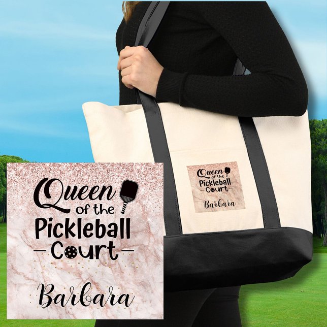 Fun Pickleball Gal Queen of the Court Tote Bag (Creator Uploaded)