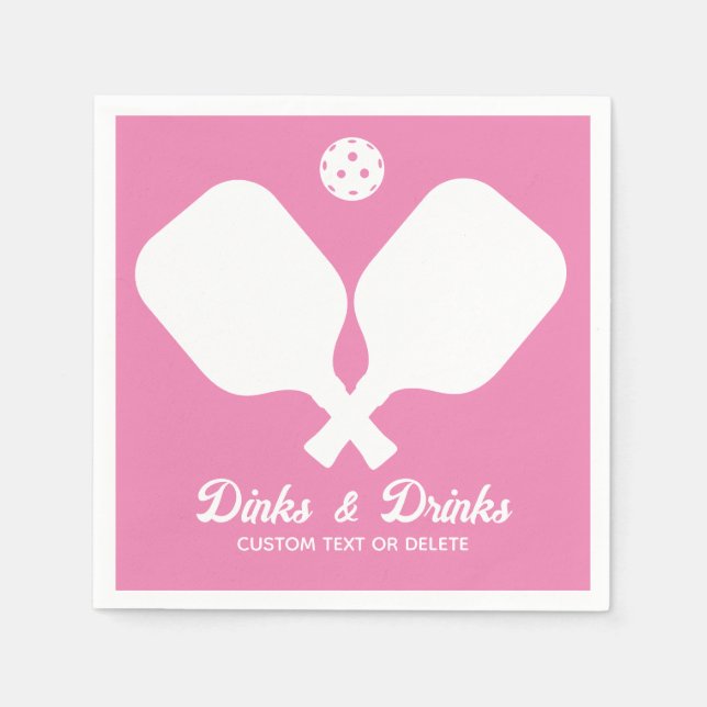 Fun Pickleball Party Dinks and Drinks Custom Text Napkin (Front)