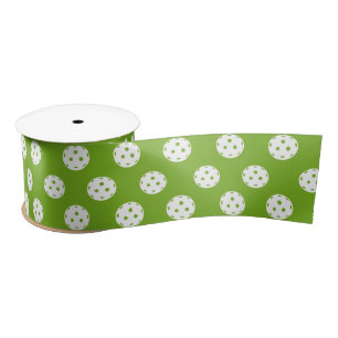 Fun Pickleball Patten Green White Satin Ribbon