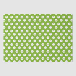Fun Pickleball Pattern White Green Sports Balls Tissue Paper