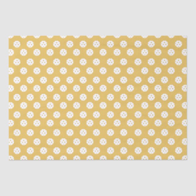 Fun Pickleball Pattern White Orange Sports Balls Tissue Paper (Front)