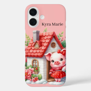 Fun pig lovers add your name  iPhone 16 case