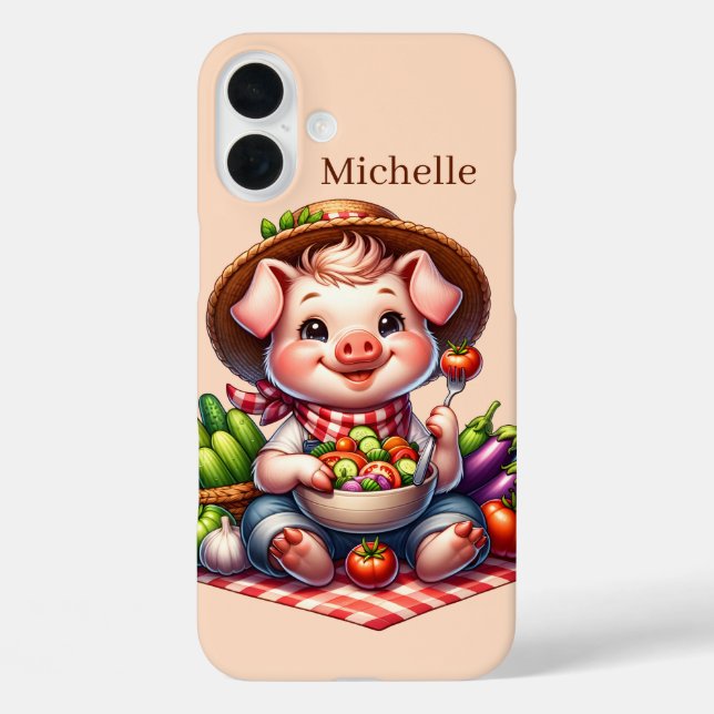 Fun pig lovers add your name sixteen Case-Mate iPhone case (Back)