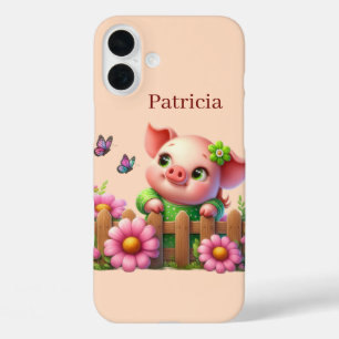 Fun pig lovers add your name sixteen  iPhone 16 plus case
