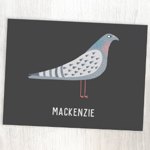 Fun Pigeon Personalised Name Postcard
