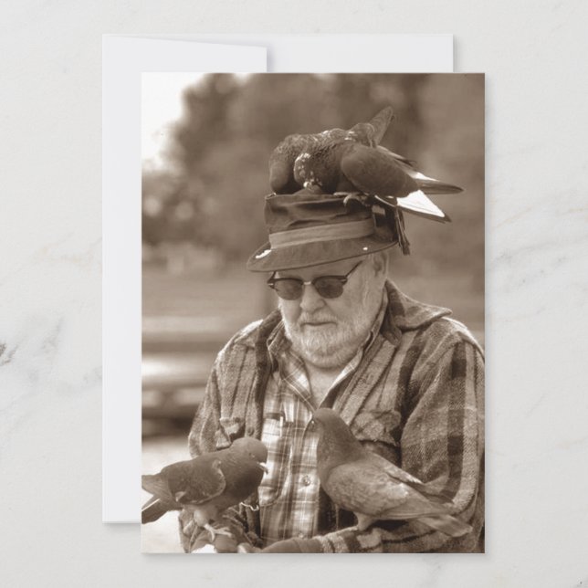 Fun Pigeons Birds Man I've Moved Announcements (Front)