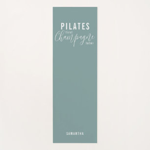 Fun Pilates First Champagne Later Green Workout Yoga Mat