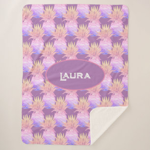 Fun Pineapple Pattern Sherpa Blanket