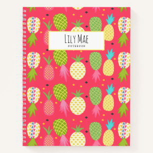 Fun Pineapple patterned Personalised Notebook