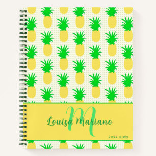 Fun Pineapple Polka Dot Monogram Notebook
