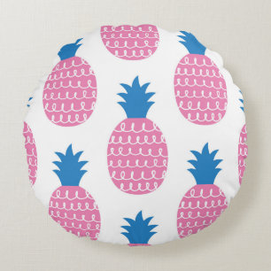 Fun pineapple seamless pattern vintage illustratio round cushion