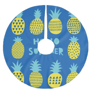 Fun Pineapple Vintage Card Design Brushed Polyester Tree Skirt