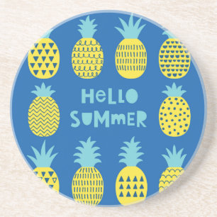 Fun Pineapple Vintage Card Design Coaster