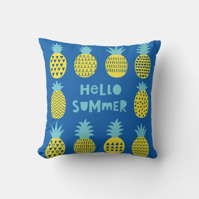 Fun Pineapple Vintage Card Design Cushion (Front)