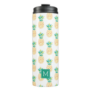 Fun Pineapples Monogram Pattern Thermal Tumbler
