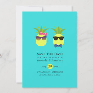 Fun Pineapples Turquoise & Lemon Tropical Summer Save The Date