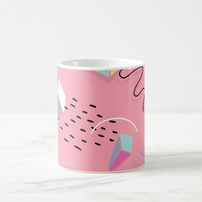 Fun Pink 1990s Throwback Graphics Coffee Mug (Center)