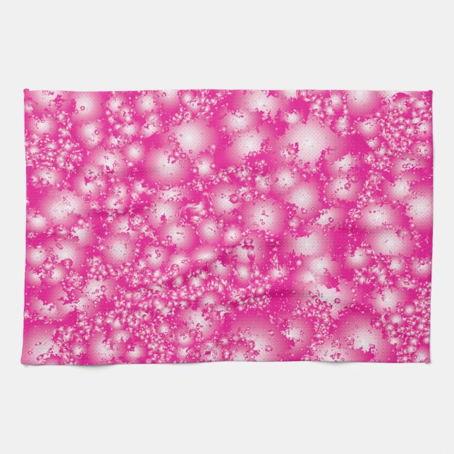 Fun PINK Abstract Ink Super Splash pattern Tea Towel (Horizontal)