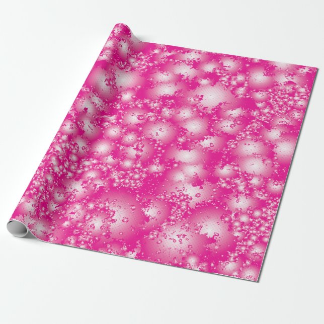 Fun PINK Abstract Ink Super Splash pattern Wrapping Paper (Unrolled)