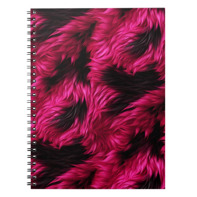 Fun Pink and Black faux monster fur texture Notebook (Front)