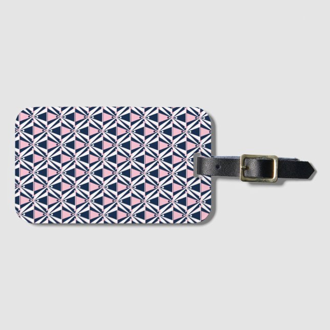 Fun Pink and Blue Pattern  Luggage Tag (Front Horizontal)