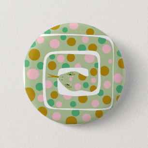 Fun Pink and Green Abstract Polka Dotted Snake 6 Cm Round Badge