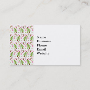 Fun Pink and Green Christmas Tree and Candy Canes Business Card